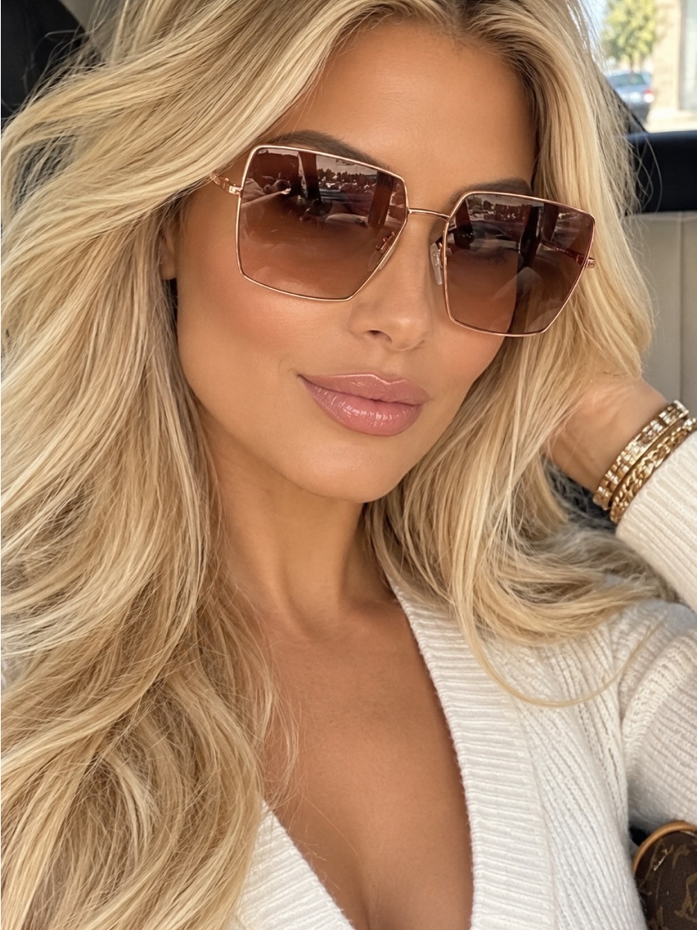 Burberry Women's Rose Gold Gradient Oversized Square Sunglasses